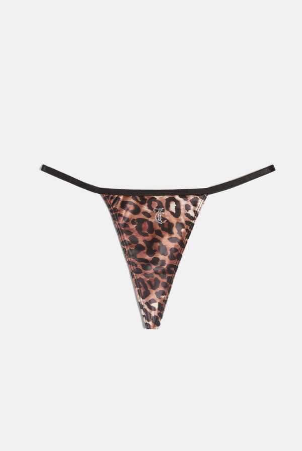 LEOPARD PRINT SATIN T-BAR CHARM THONG – Juicy Couture UK