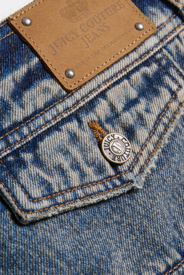 VINTAGE WASH DENIM PLEATED MINI SKIRT