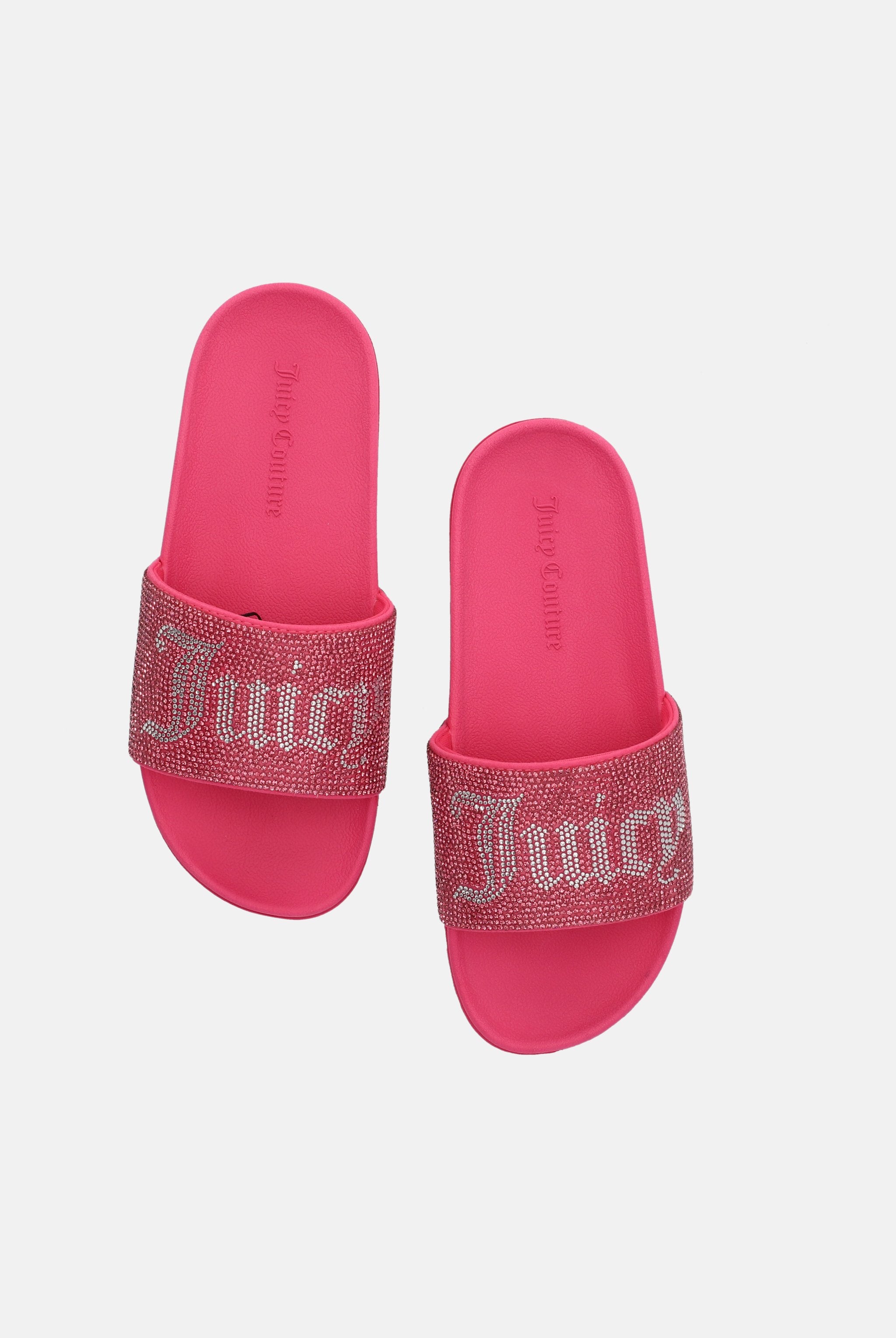 HOT PINK DIAMANTÉ VELOUR SLIDER – Juicy Couture UK