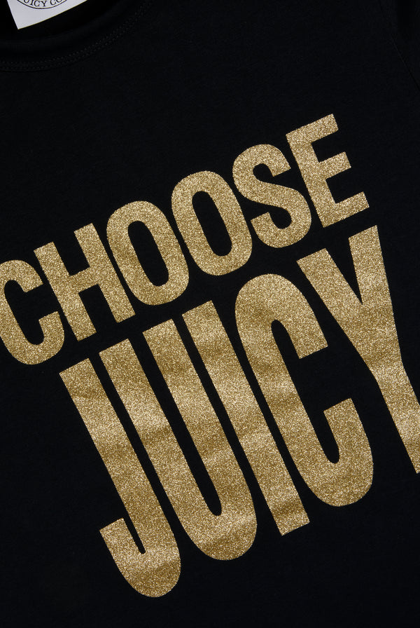 THE ICONS | BLACK 'CHOOSE JUICY' FITTED TEE