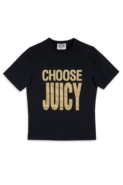 THE ICONS | BLACK 'CHOOSE JUICY' FITTED TEE