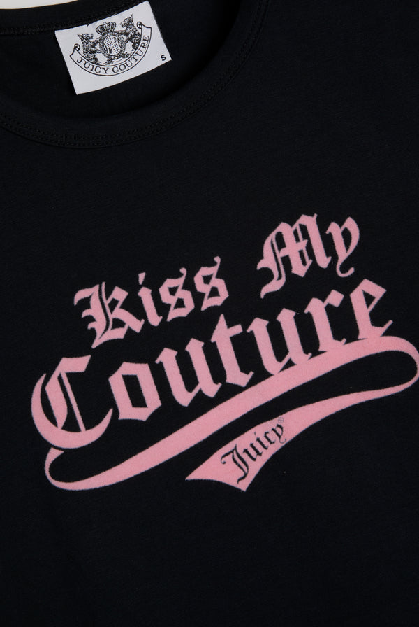 THE ICONS | BLACK 'KISS MY COUTURE' BABY TEE