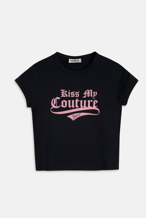 THE ICONS | BLACK 'KISS MY COUTURE' BABY TEE