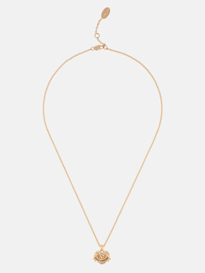 GOLD TONE CRYSTAL ICON HEART PENDANT NECKLACE