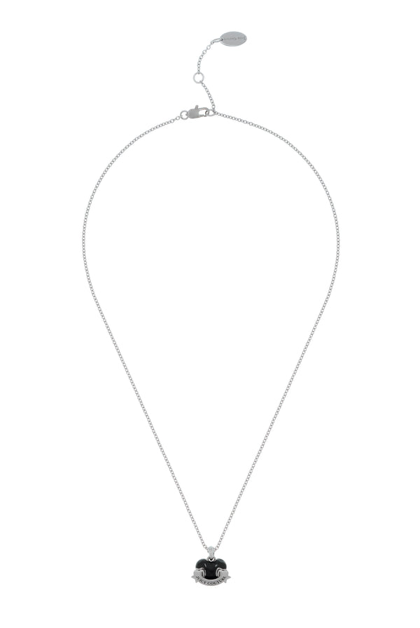 SILVER TONE ENAMEL ICON HEART PENDANT
