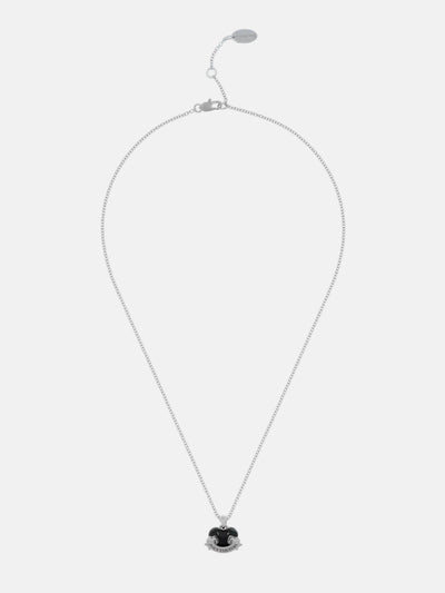 SILVER TONE ENAMEL ICON HEART PENDANT