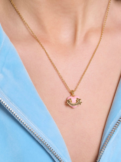 GOLD TONE ENAMEL ICON HEART PENDANT