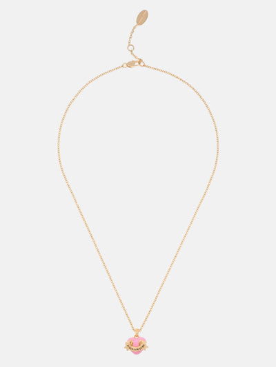 GOLD TONE ENAMEL ICON HEART PENDANT