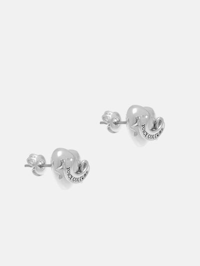 SILVER TONE ICON HEART STUD EARRINGS