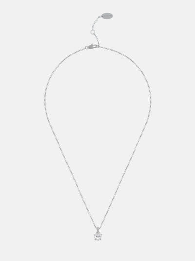SILVER TONE SOLITAIRE CRYSTAL HEART PENDANT