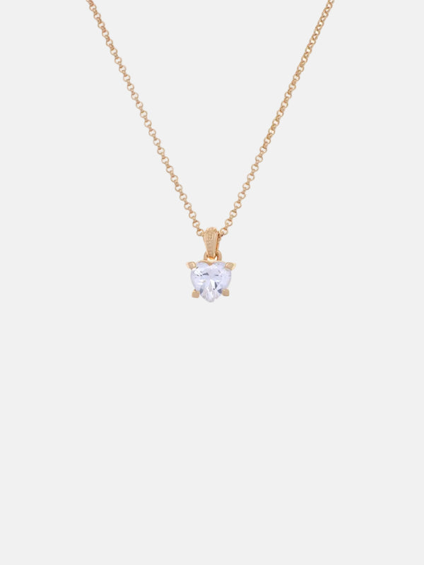 Displays the 'Juicy' Gold Tone Solitaire Crystal Heart Pendant