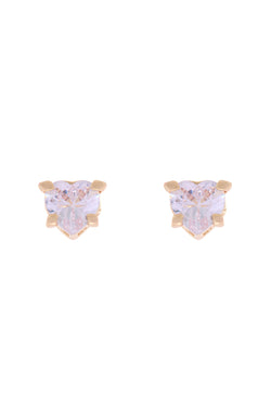 Displays the Gold Tone 'Juicy' branded solitaire crystal heart stud earrings