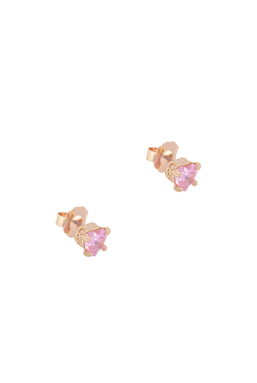 Displays a model wearing the Gold Tone 'juicy' branded solitaire crystal heart stud earring 