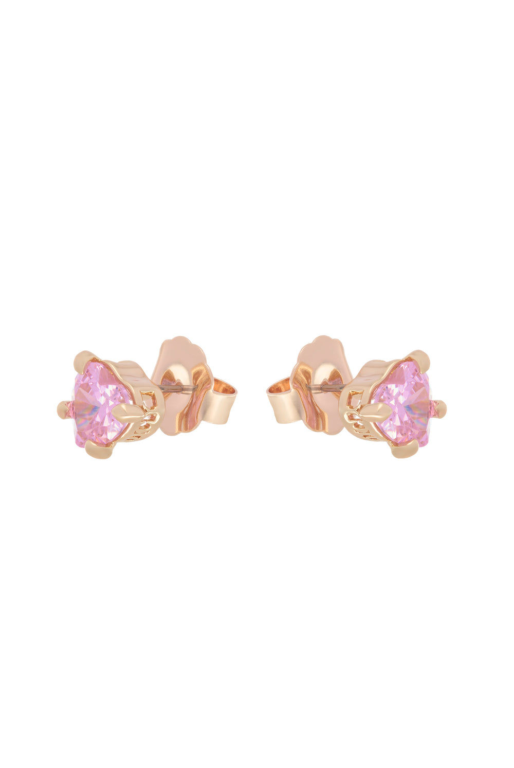 Displays the Gold Tone 'juicy' branded solitaire crystal heart stud earring 