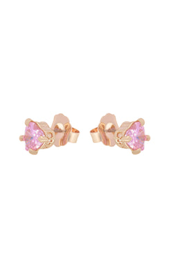 Displays the Gold Tone 'juicy' branded solitaire crystal heart stud earring 