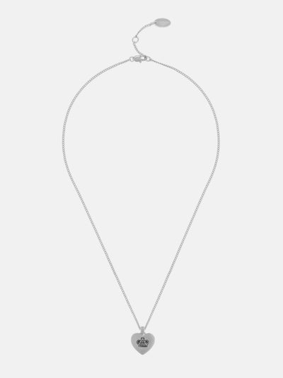 SILVER TONE JUICY COUTURE REVERSIBLE HEART PENDANT