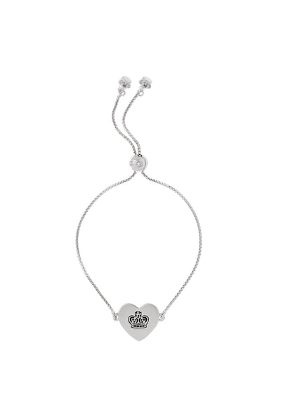 SILVER TONE JUICY COUTURE REVERSIBLE HEART ADJUSTABLE BRACELET