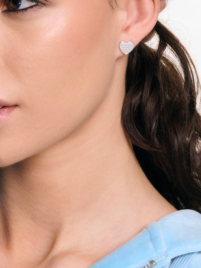 SILVER TONE JUICY COUTURE HEART STUD EARRING