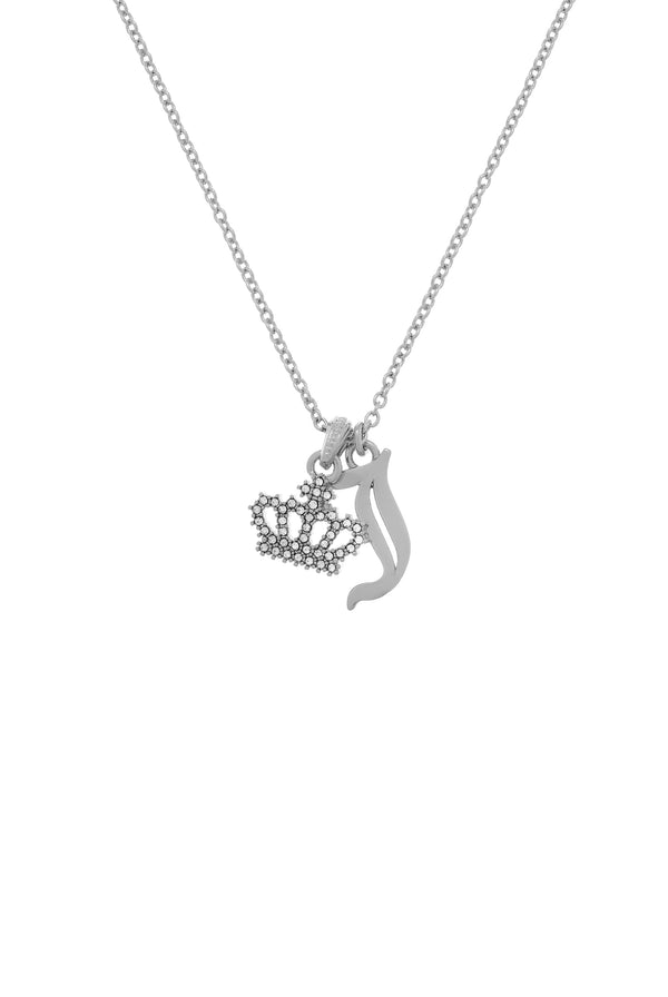 Displays the Silver Tone 'Juicy' branded crystal motif crown and J Charm pendant 