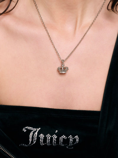 SILVER TONE CRYSTAL HERITAGE CROWN PENDANT