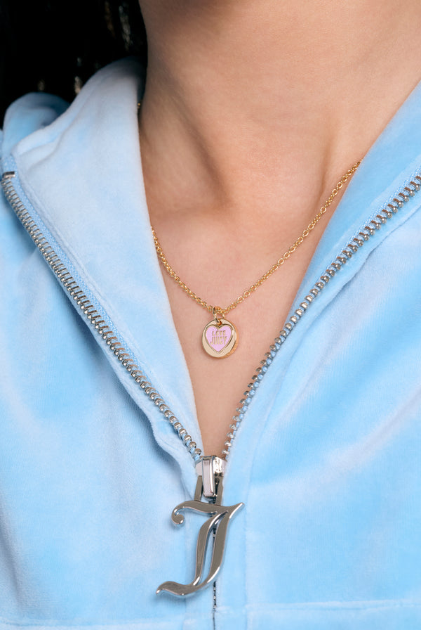 GOLD TONE LOVE JUICY REVERSIBLE ENAMEL PENDANT