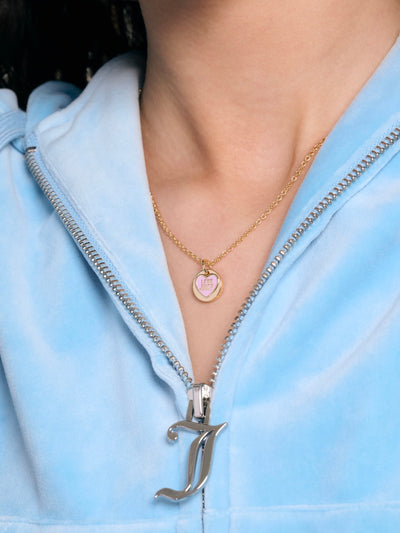 GOLD TONE LOVE JUICY REVERSIBLE ENAMEL PENDANT