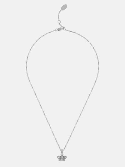 SILVER TONE CRYSTAL ICON CROWN PENDANT