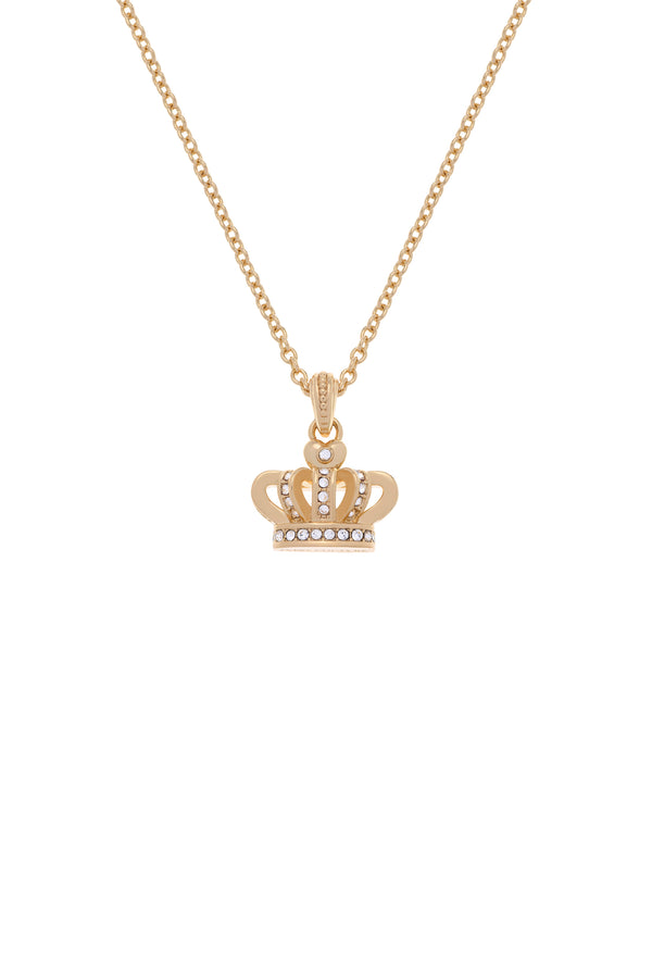 Displays the Gold Tone 'Juicy' branded crystal Icon crown pendant 