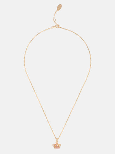 GOLD TONE CRYSTAL ICON CROWN PENDANT