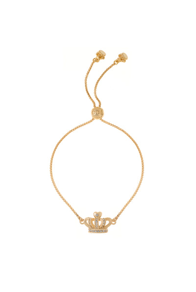 GOLD TONE CRYSTAL ICON CROWN ADJUSTABLE BRACELET