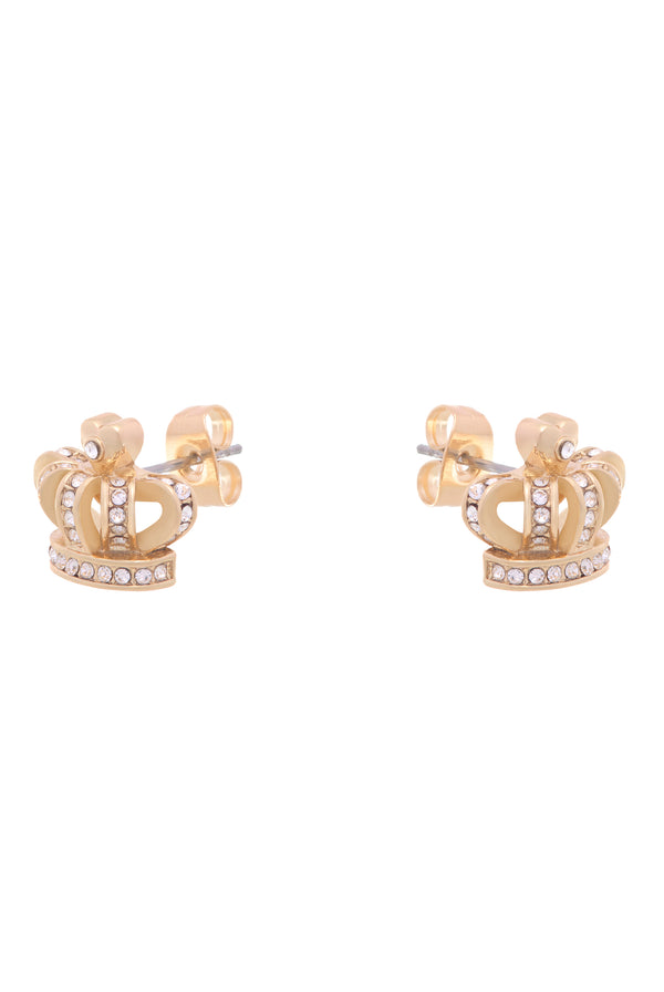 GOLD TONE CRYSTAL ICON STUD EARRING