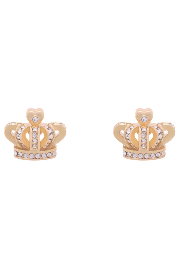 GOLD TONE CRYSTAL ICON STUD EARRING