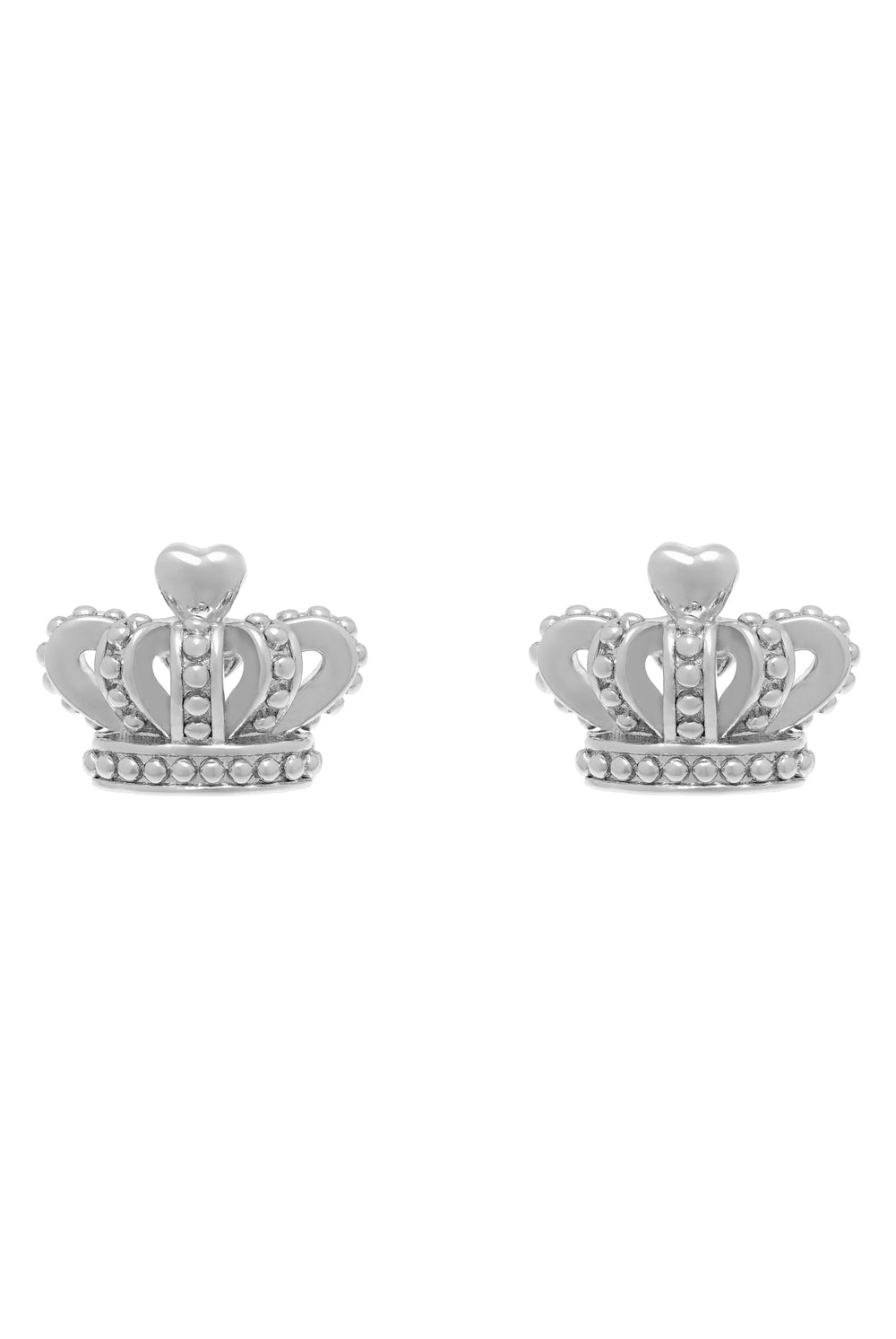 Displays the Silver Tone 'Juicy' branded icon crown stud earrings 
