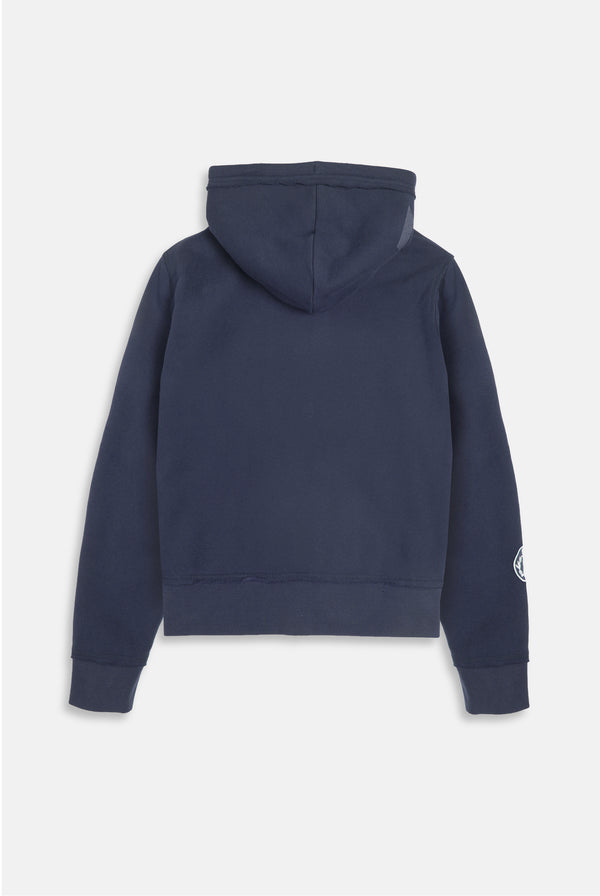 MOOD INDIGO LONGLINE FLEECE ZIP THROUGH HOODIE