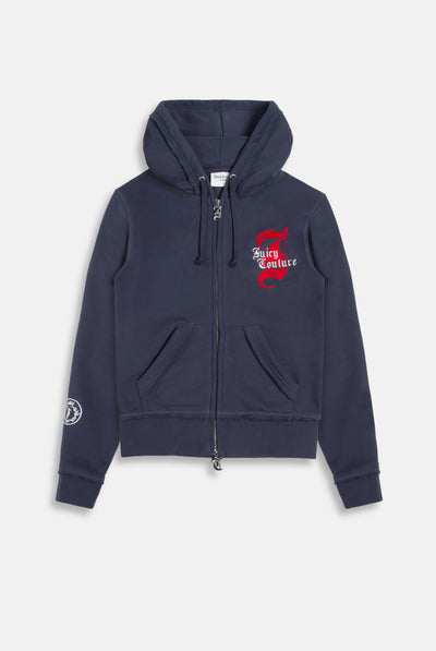 MOOD INDIGO LONGLINE FLEECE ZIP THROUGH HOODIE