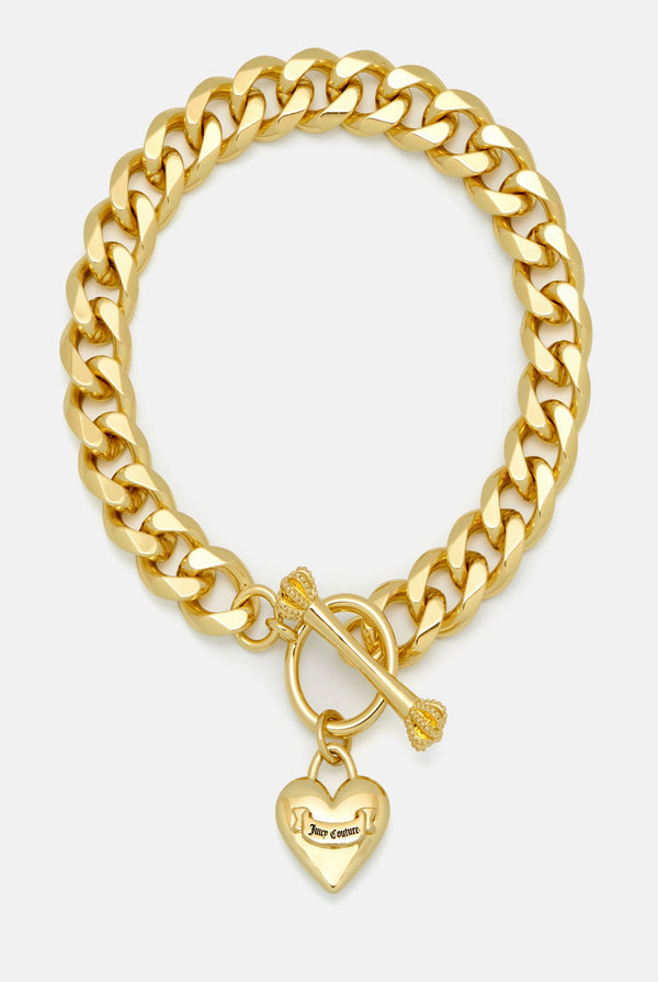 Juicy Couture Goldtone Heart Charm Stretch Bangle Bracelet