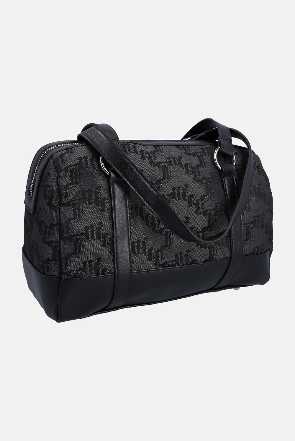 Black Jacquard Double Handle Shoulder Bag