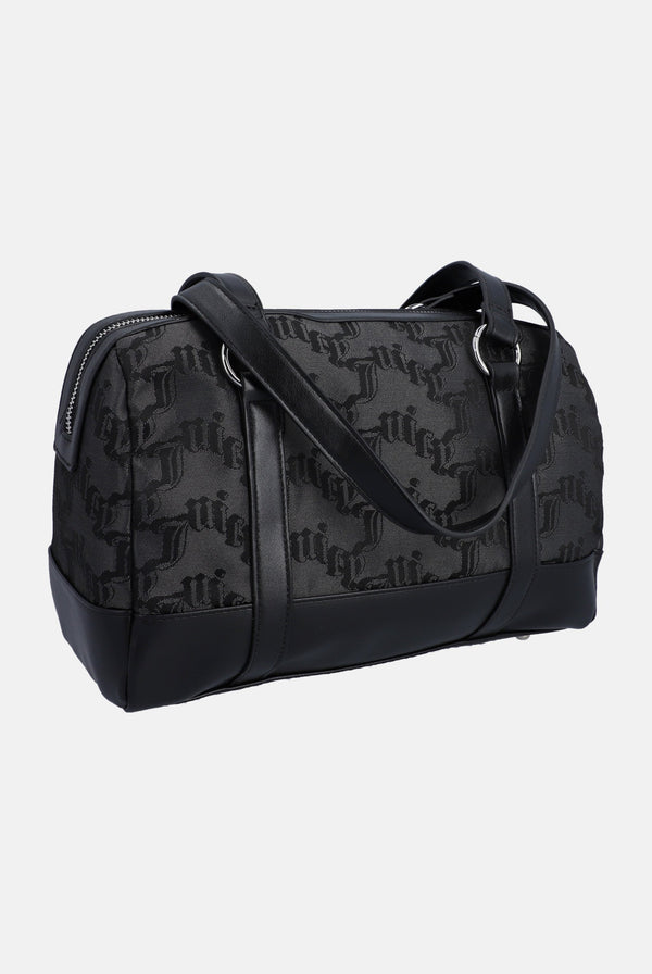 Black Jacquard Double Handle Shoulder Bag