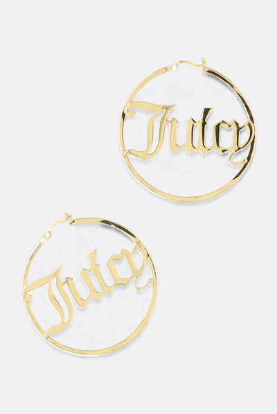 GOLD JUICY LARGE HOOP EARRINGS
