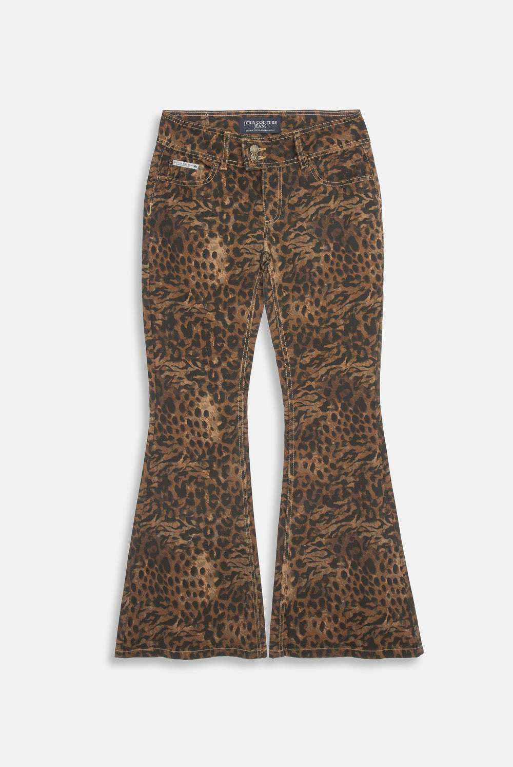 Displays the Animal 'Juicy' branded low rise flared jeans 