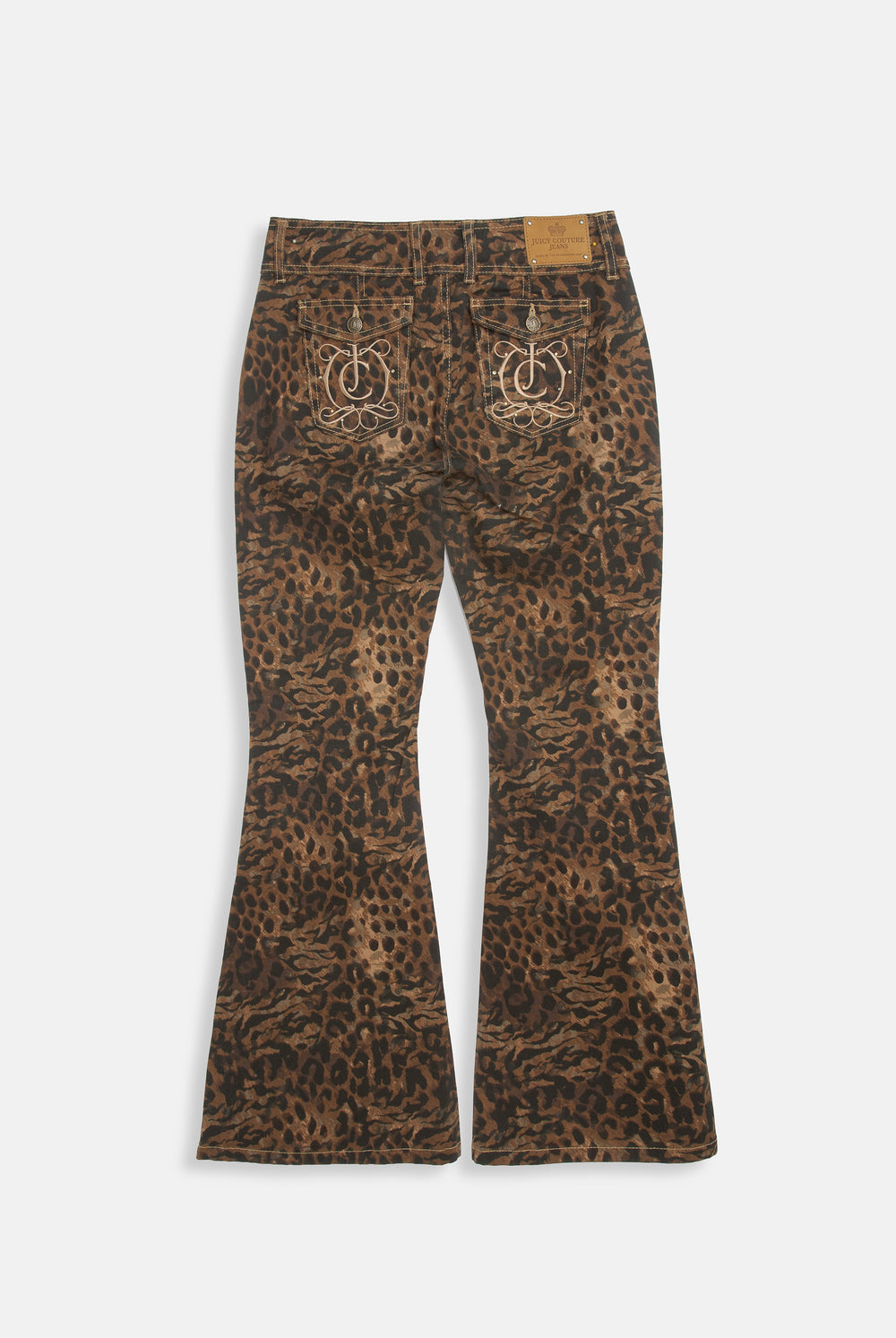 Displays the Animal 'Juicy' branded low rise flared jeans 
