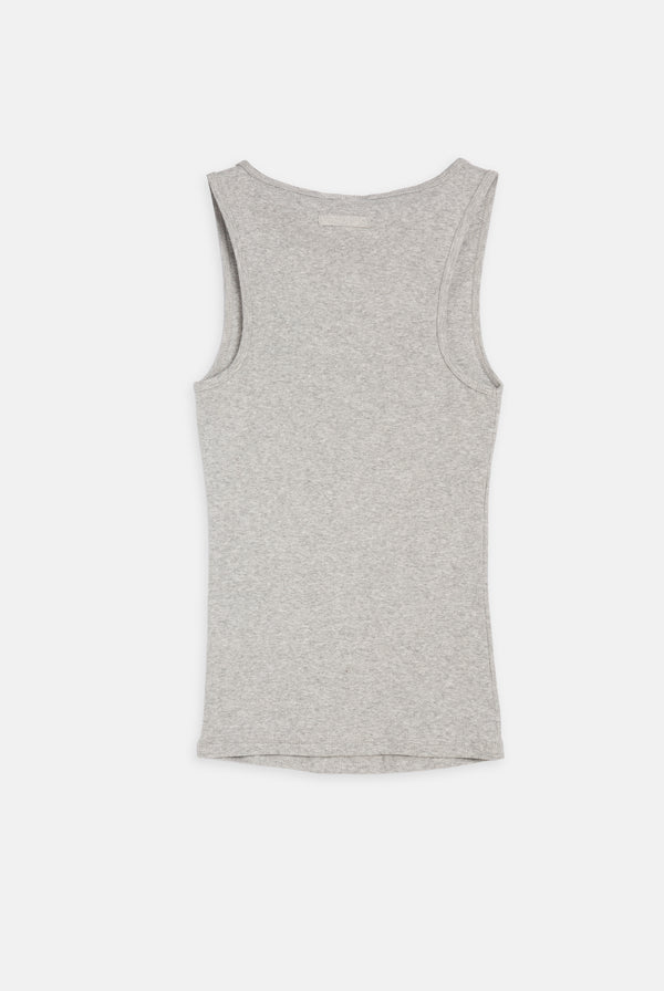 SILVER MARL  LONGLINE RIBBED VEST
