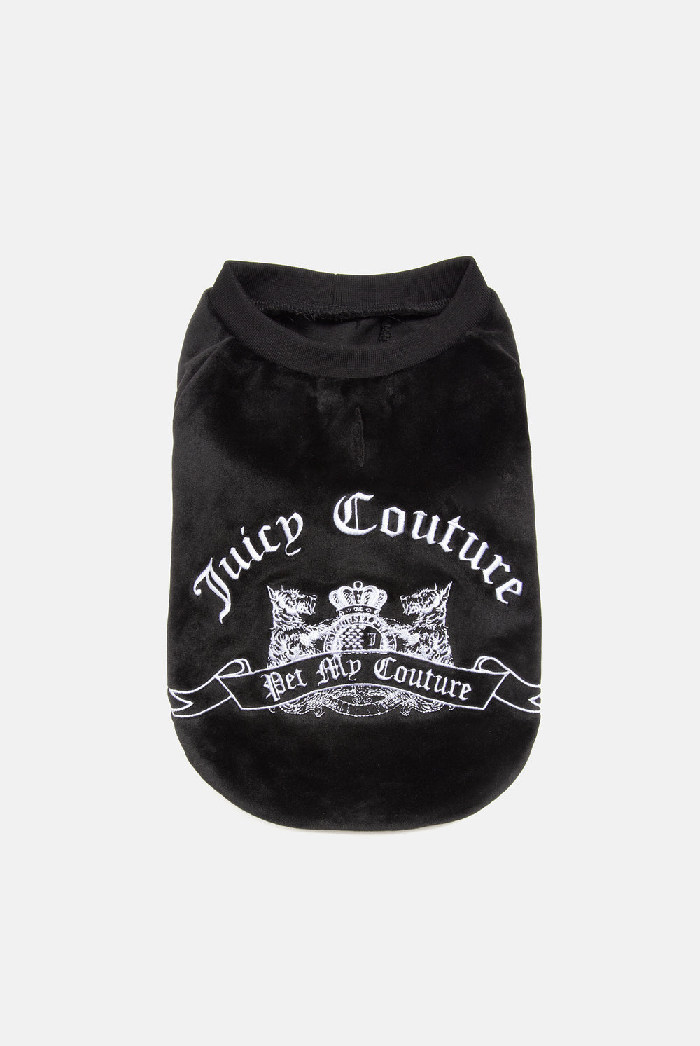 Displays the Black 'Juicy' branded crest embroidered dog sweater 