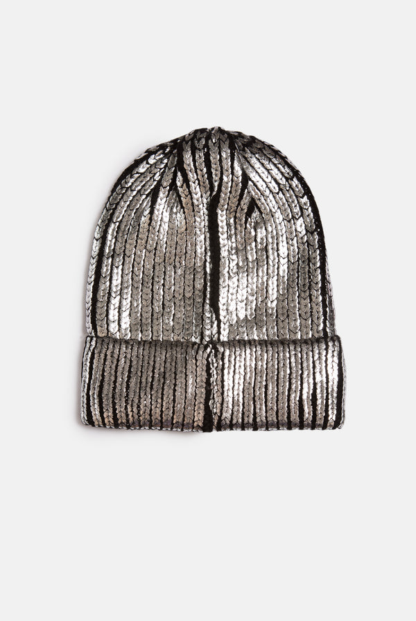 JC TAG SILVER SPRAY KNIT BEANIE