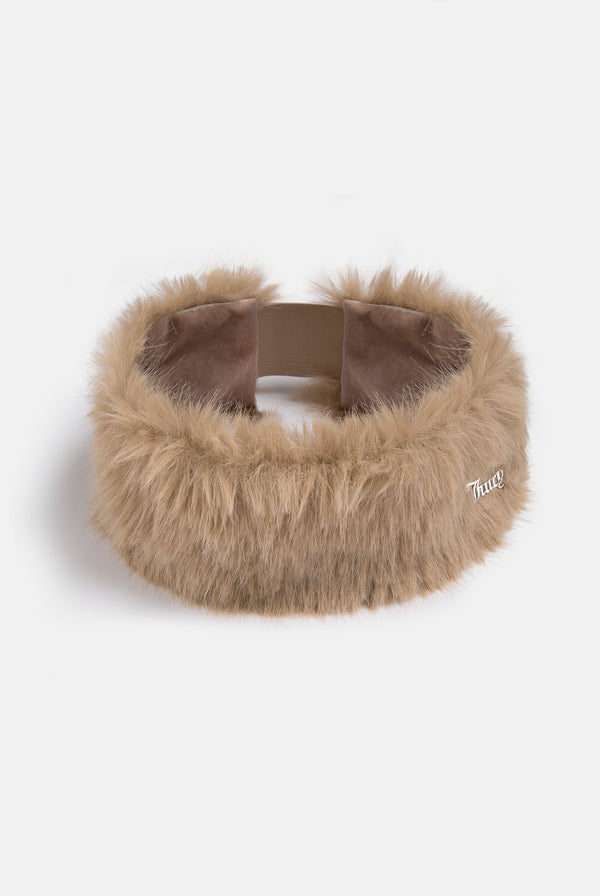 WARM TAUPE FUR HEAD BAND