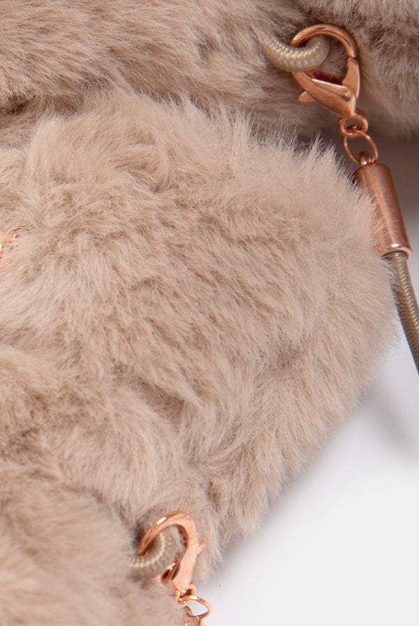 WARM TAUPE FUR MITTENS