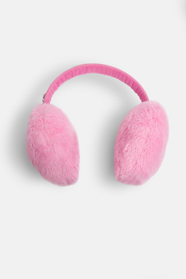BEGONIA PINK HEART FAUX FUR EAR MUFFS