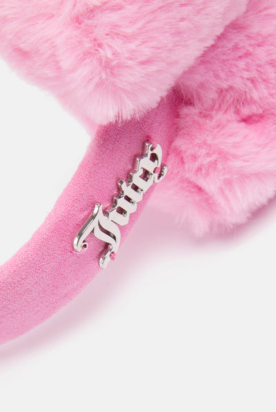 BEGONIA PINK HEART FAUX FUR EAR MUFFS