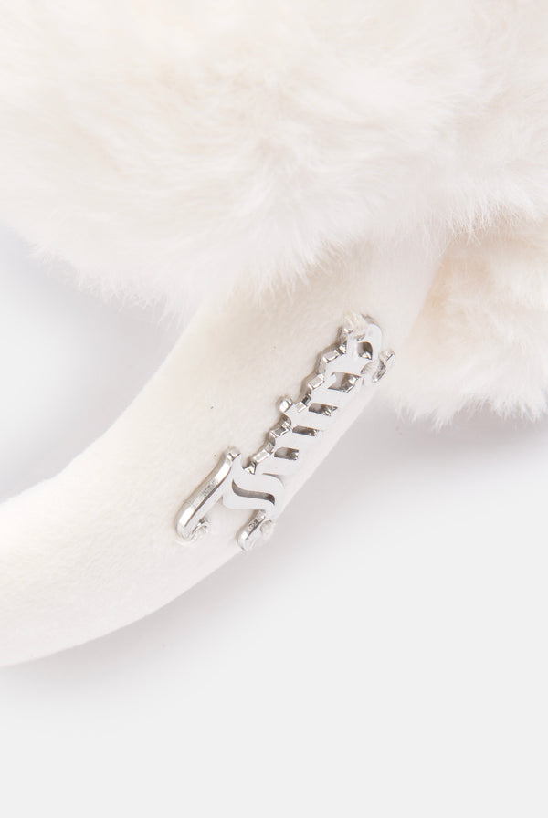 CREAM HEART FAUX FUR EAR MUFFS