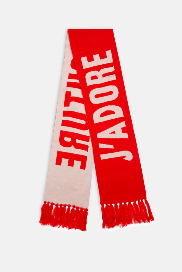 CREAM / CORAL CONTRAST FOOTBALL SCARF